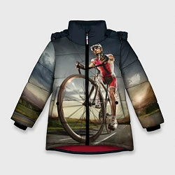 Куртка зимняя для девочки Велогонщик, цвет: 3D-красный