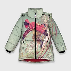 Куртка зимняя для девочки Сноуборд, цвет: 3D-красный