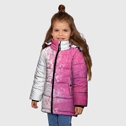 Куртка зимняя для девочки Белый и розовый, цвет: 3D-черный — фото 2