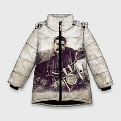 Куртка зимняя для девочки Сталин байкер, цвет: 3D-черный