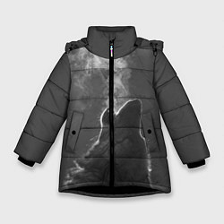 Куртка зимняя для девочки Воющий волк, цвет: 3D-черный