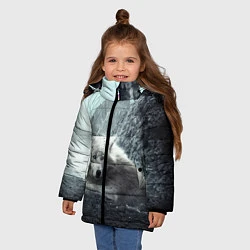 Куртка зимняя для девочки Волк в горах, цвет: 3D-черный — фото 2