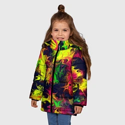 Куртка зимняя для девочки Кислотный взрыв, цвет: 3D-черный — фото 2