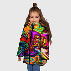 Куртка зимняя для девочки Неоновые разводы, цвет: 3D-черный — фото 2
