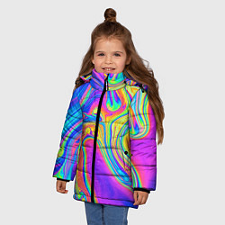 Куртка зимняя для девочки Цветные разводы, цвет: 3D-черный — фото 2