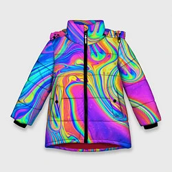 Куртка зимняя для девочки Цветные разводы, цвет: 3D-красный