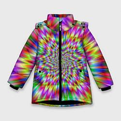 Куртка зимняя для девочки Спектральная иллюзия, цвет: 3D-черный