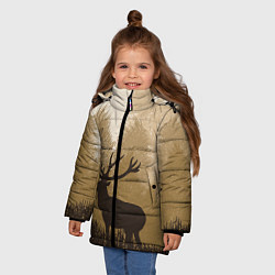 Куртка зимняя для девочки Олень на охоте, цвет: 3D-светло-серый — фото 2