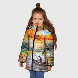 Куртка зимняя для девочки Рыбак на лодке, цвет: 3D-черный — фото 2