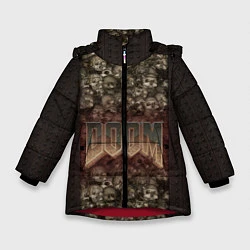 Куртка зимняя для девочки DOOM Skulls, цвет: 3D-красный
