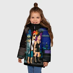 Куртка зимняя для девочки Футурама пати, цвет: 3D-черный — фото 2