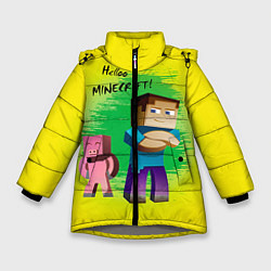 Куртка зимняя для девочки Hello Minecraft, цвет: 3D-светло-серый