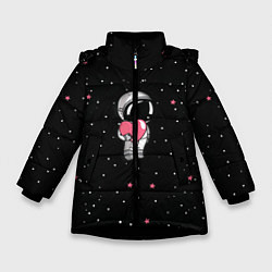 Куртка зимняя для девочки Космонавт 4, цвет: 3D-черный