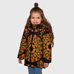 Куртка зимняя для девочки Хохлома Роспись, цвет: 3D-черный — фото 2