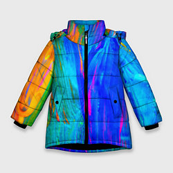 Куртка зимняя для девочки Разводы, цвет: 3D-черный