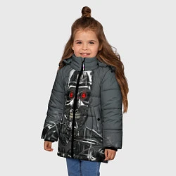Куртка зимняя для девочки Скелет Терминатора, цвет: 3D-черный — фото 2