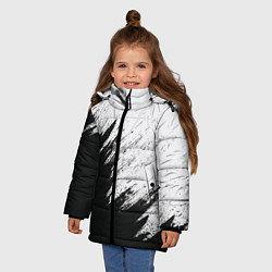 Куртка зимняя для девочки Черно-белый разрыв, цвет: 3D-черный — фото 2