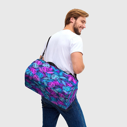 Спортивная сумка Сине-розовые тропики / 3D-принт – фото 3