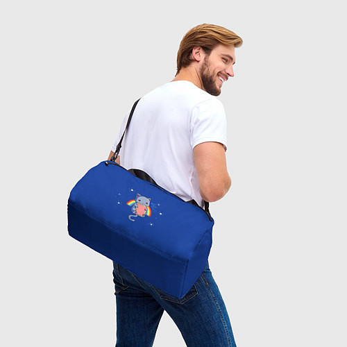 Спортивная сумка Котик на радуге / 3D-принт – фото 3