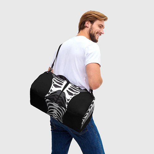 Спортивная сумка Скелет Ч/Б / 3D-принт – фото 3