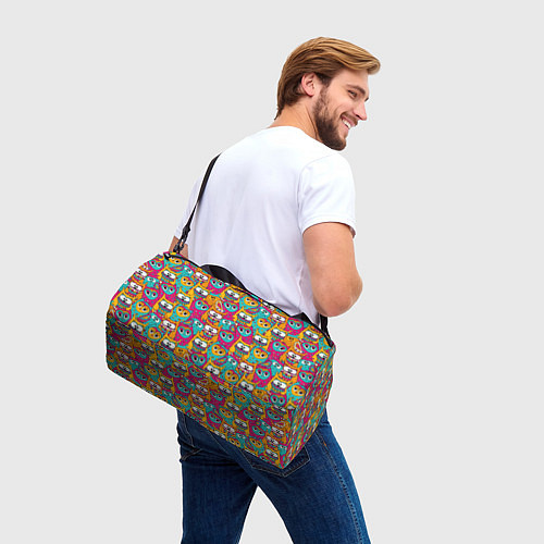 Спортивная сумка Совы разноцветные / 3D-принт – фото 3