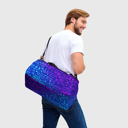 Спортивная сумка Неоновые геймерские лого / 3D-принт – фото 3