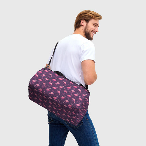 Спортивная сумка Фиолетовые фламинго / 3D-принт – фото 3
