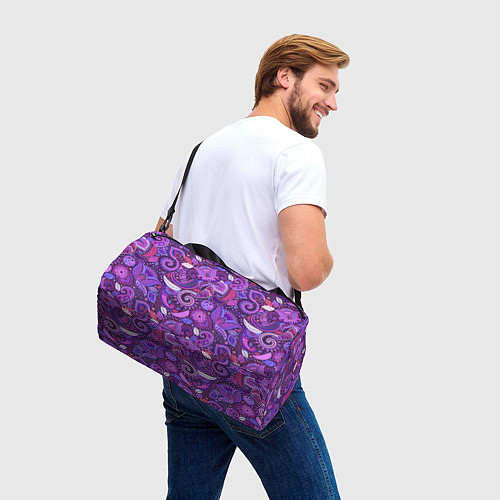 Спортивная сумка Фиолетовый этнический дудлинг / 3D-принт – фото 3