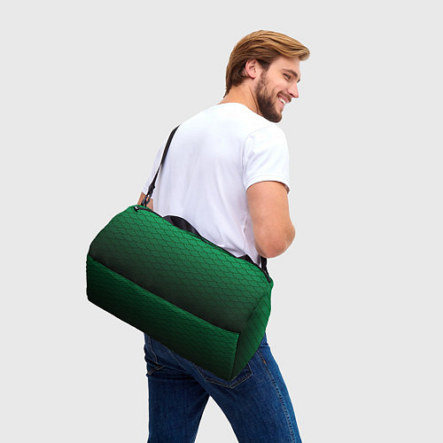 Спортивная сумка Узор зеленая чешуя дракон / 3D-принт – фото 3