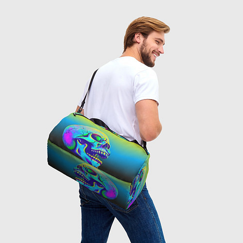 Спортивная сумка Neon skull / 3D-принт – фото 3