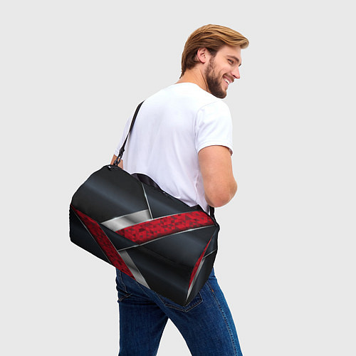 Спортивная сумка 3D BLACK AND RED METAL / 3D-принт – фото 3