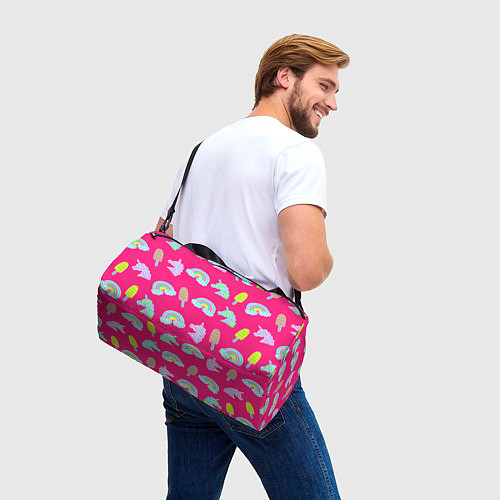 Спортивная сумка Pop it радуга и единорог / 3D-принт – фото 3