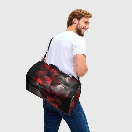 Спортивная сумка Серо-красная абстракция / 3D-принт – фото 3