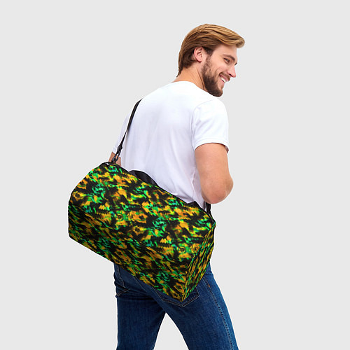 Спортивная сумка Абстрактный желто-зеленый узор / 3D-принт – фото 3