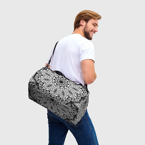 Спортивная сумка Черно-белый орнамент / 3D-принт – фото 3