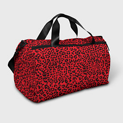 Сумки спортивные Леопард Красный, цвет: 3D-принт