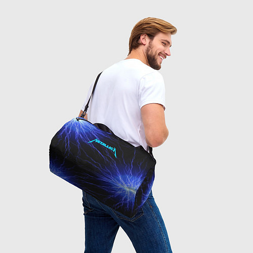 Спортивная сумка METALLICA BLUE FLASH МЕТАЛЛИКА СИНИЕ МОЛНИИ / 3D-принт – фото 3