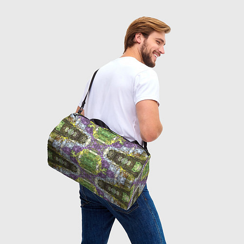 Спортивная сумка Коллекция Фрактальная мозаика Фиолетово-зеленый / 3D-принт – фото 3