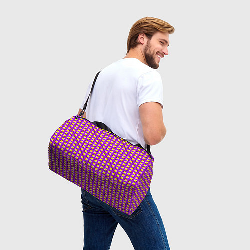 Спортивная сумка Фиолетовый Фон с Желтыми Квадратами Иллюзия Движен / 3D-принт – фото 3