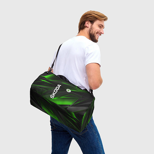 Спортивная сумка SKODA GEOMETRY STRIPES GREEN NEON / 3D-принт – фото 3