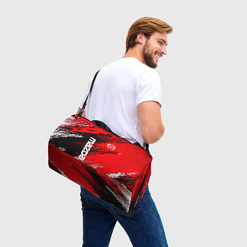 Спортивная сумка Mazda, Мазда Черный Красный Белый / 3D-принт – фото 3