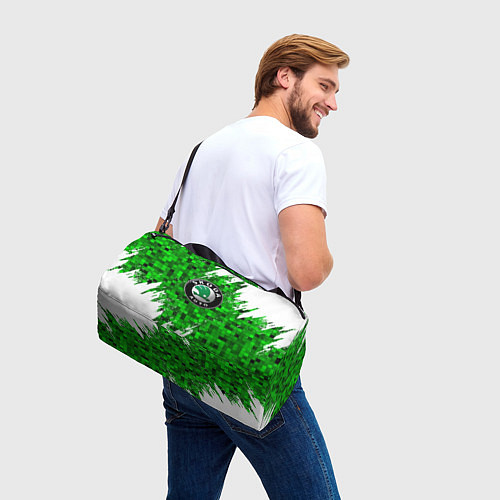 Спортивная сумка Skoda green мозаика / 3D-принт – фото 3