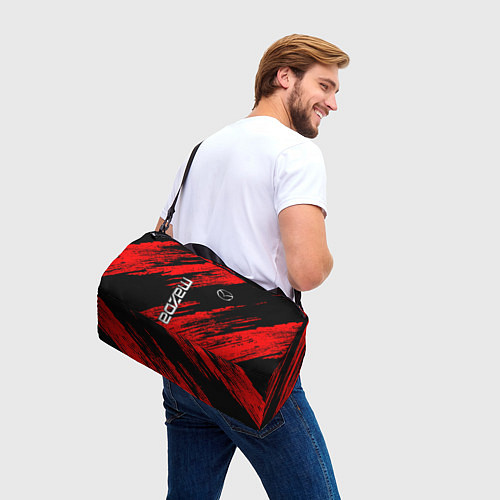 Спортивная сумка Mazda Мазда красно черный / 3D-принт – фото 3