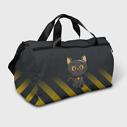 Сумки спортивные Черный кот желтые полосы, цвет: 3D-принт