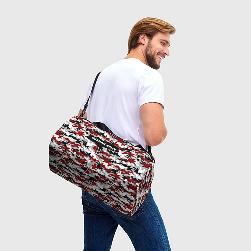 Спортивная сумка Красный камуфляж - хаки / 3D-принт – фото 3