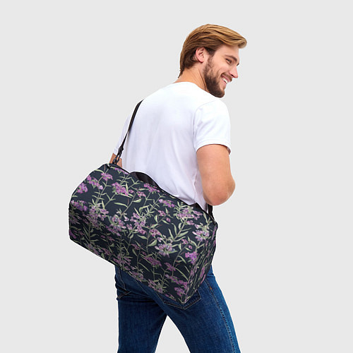 Спортивная сумка Цветы Фиолетовые / 3D-принт – фото 3