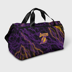Сумки спортивные Лейкерс Lakers яркие молнии, цвет: 3D-принт