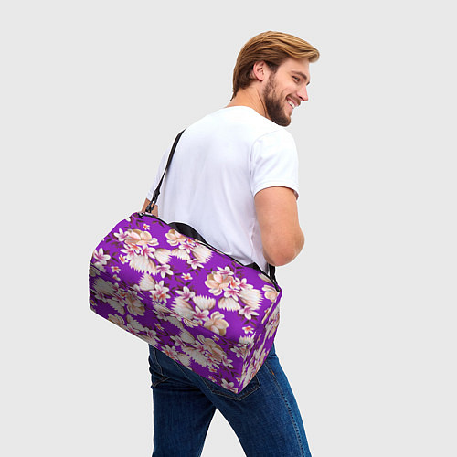 Спортивная сумка Цветы Фиолетовый Цветок / 3D-принт – фото 3