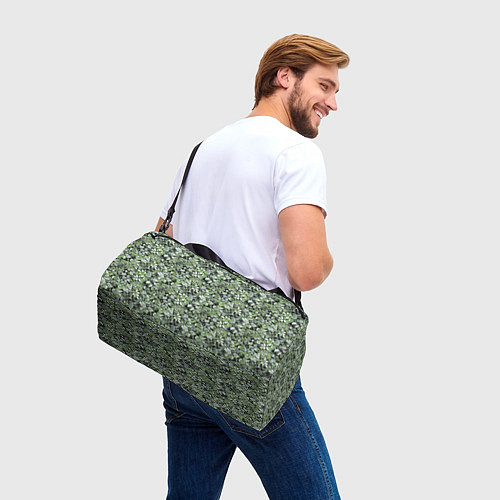 Спортивная сумка Летний лесной камуфляж в зеленых тонах / 3D-принт – фото 3