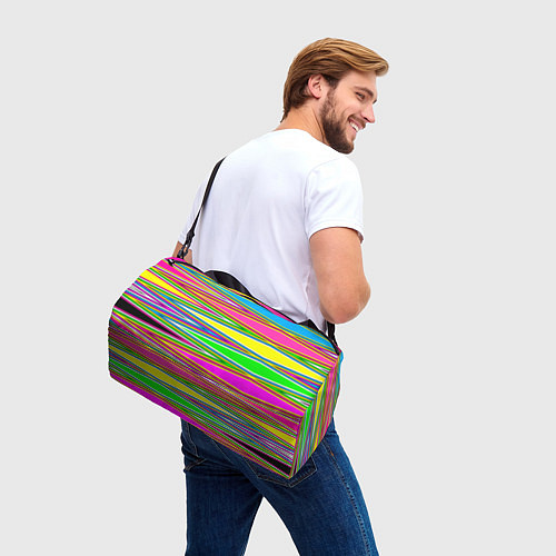 Спортивная сумка Полосатый радужный разноцветный геометрический узо / 3D-принт – фото 3